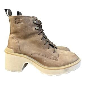 Sorel Hi Line Platform Chunky Combat Leather Women size 8.5